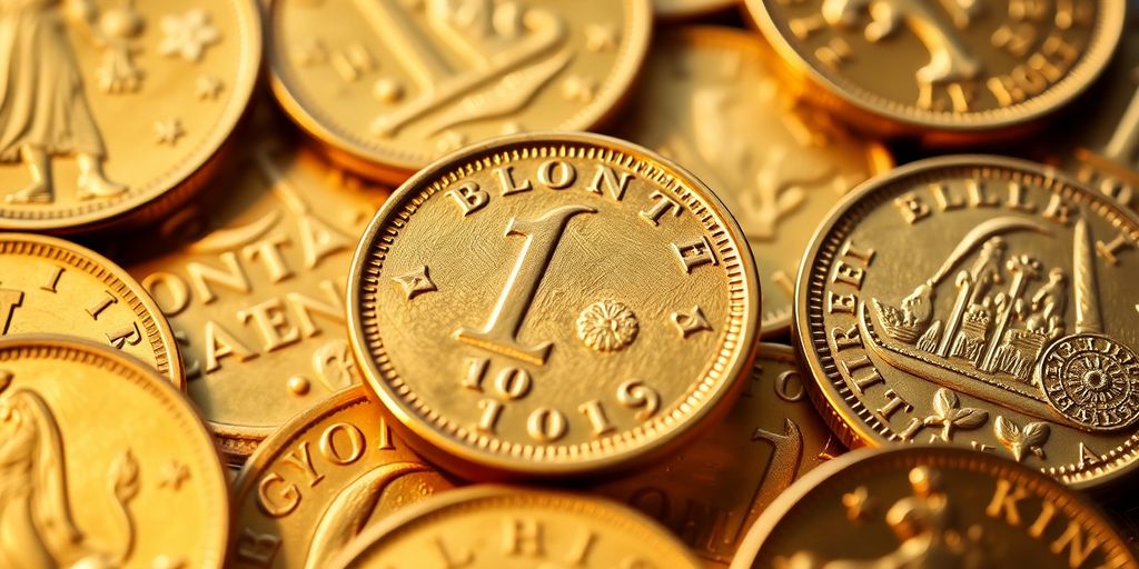 Pièces d'or françaises emblématiques en gros plan.