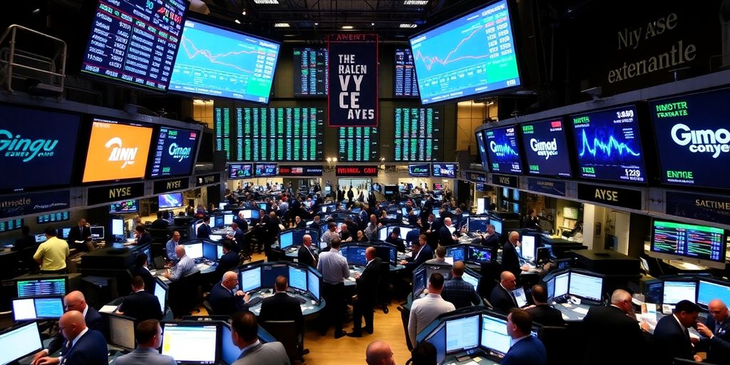 Salle de marché animée avec des traders actifs.