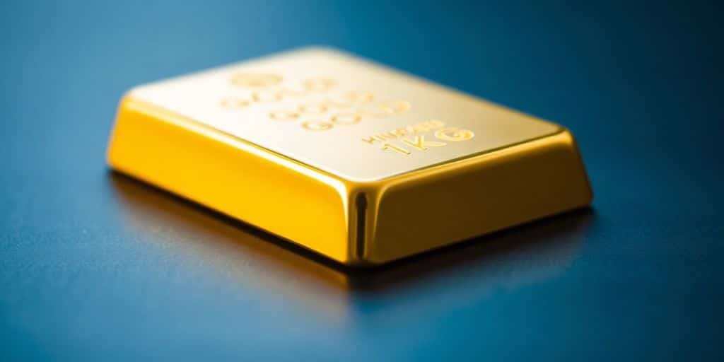 Un lingot d'or de 1kg brillant sur un fond neutre.