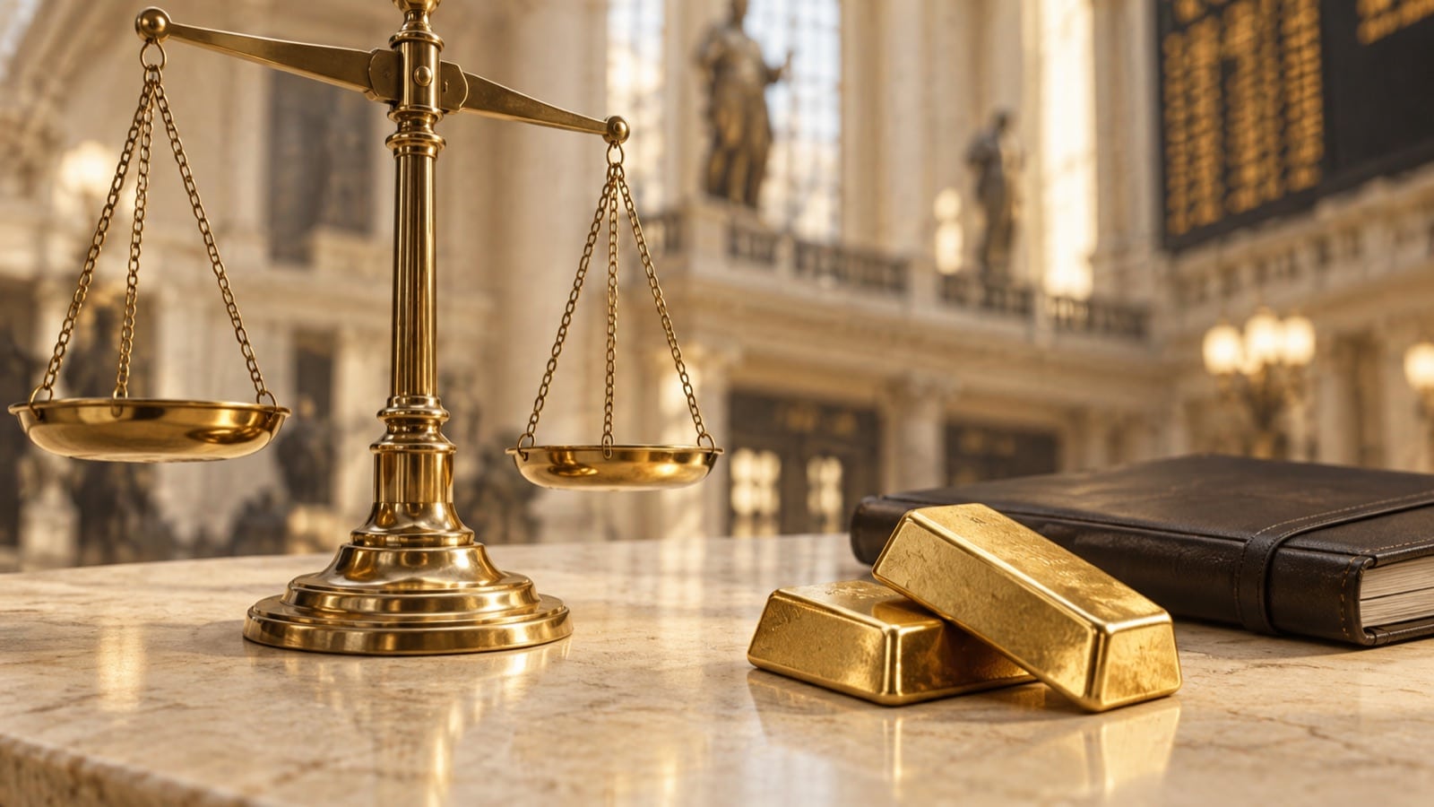Balance et lingots d’or illustrant le positionnement des intervenants sur les marchés à terme
